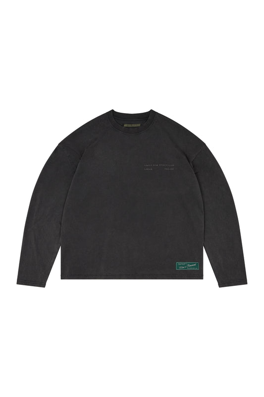 CLUB WASHED BLACK BOXY LONG SLEEVE T-SHIRT