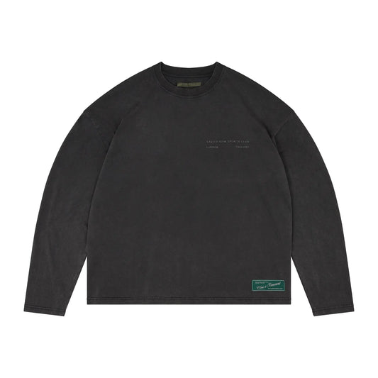 CLUB WASHED BLACK BOXY LONG SLEEVE T-SHIRT