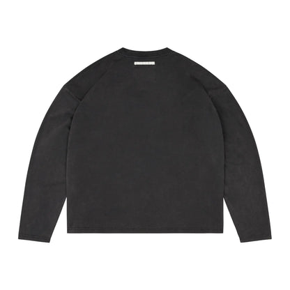 CLUB WASHED BLACK BOXY LONG SLEEVE T-SHIRT