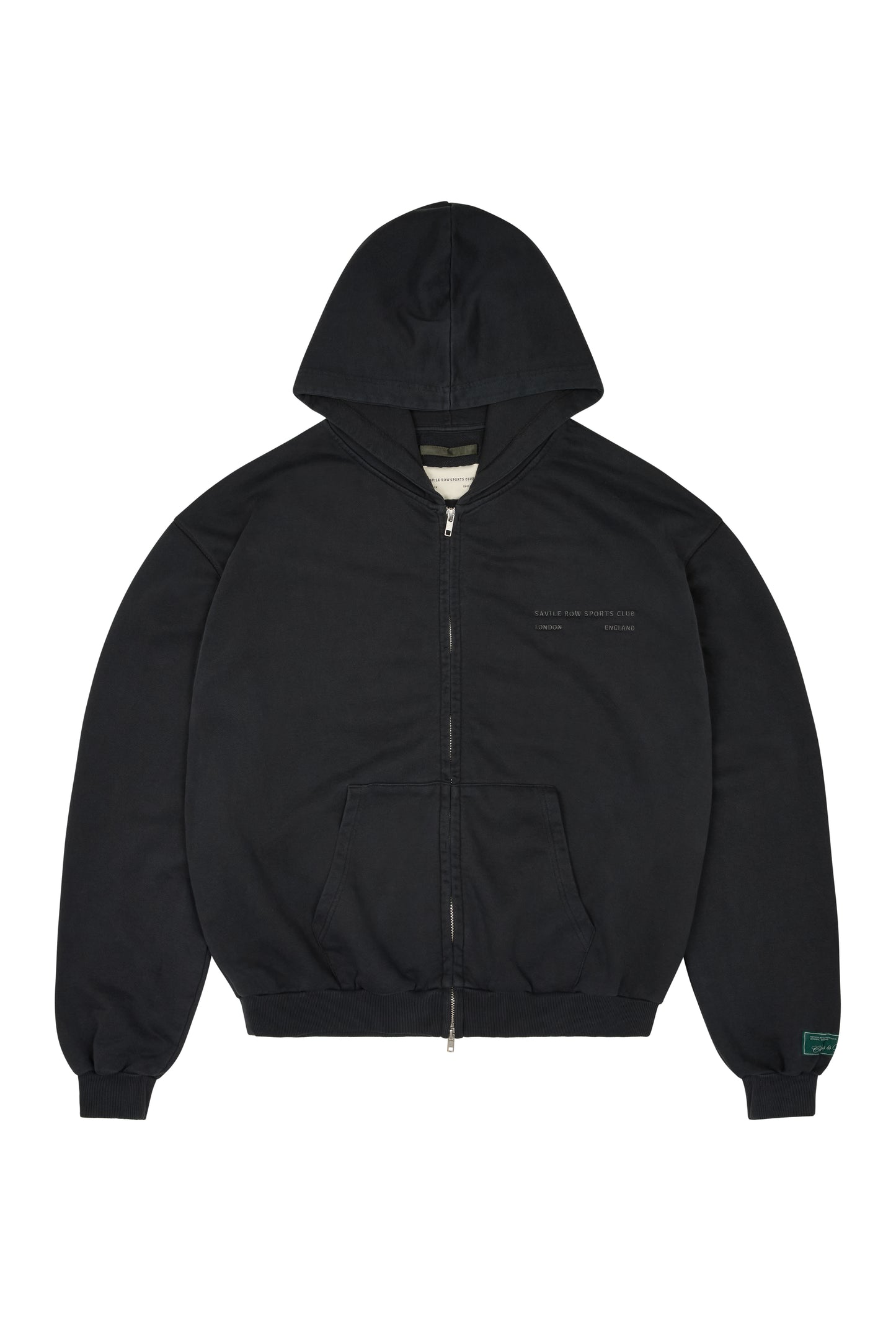 CLUB WASH BLACK BOXY ZIP HOODIE