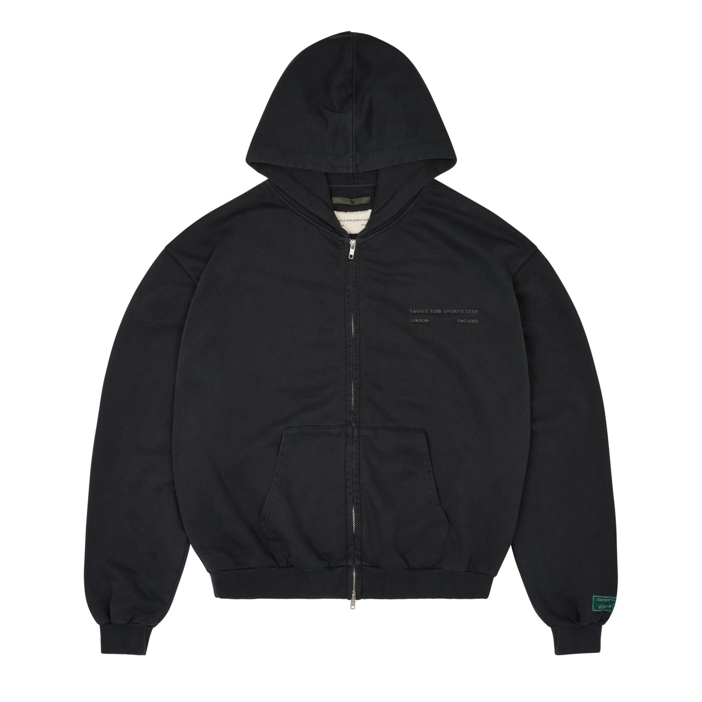 CLUB WASH BLACK BOXY ZIP HOODIE