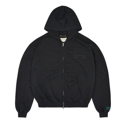 CLUB WASH BLACK BOXY ZIP HOODIE