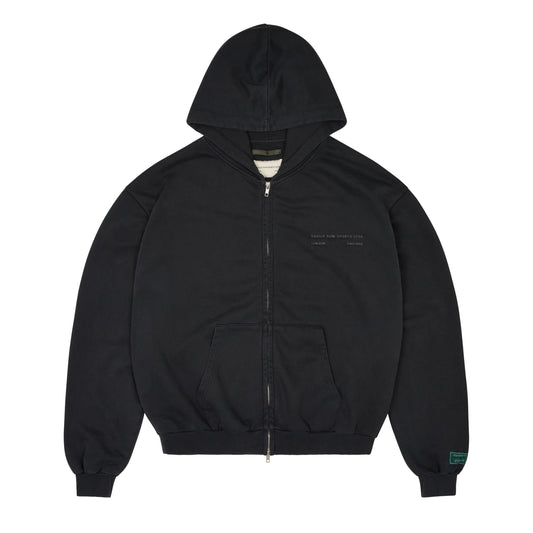 CLUB WASH BLACK BOXY ZIP HOODIE